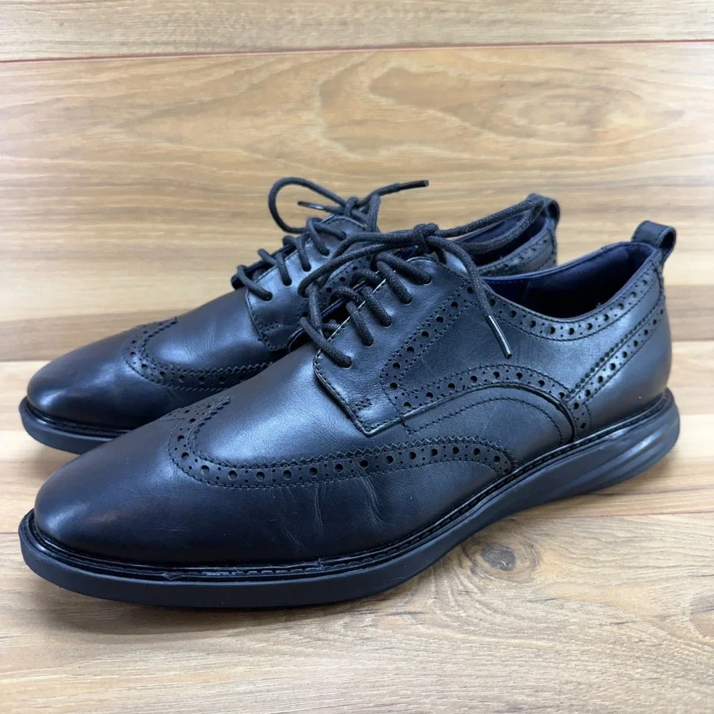 Cole Haan Grand Evolution Wingtip Oxford Men 11.5M Black Leather Business Casual
